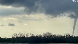 Waterspout Forming From Storm