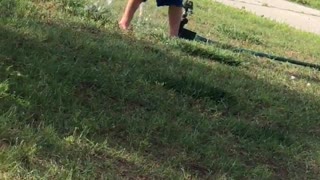 3 Year Old Boy Does Questionable Things With Sprinkler