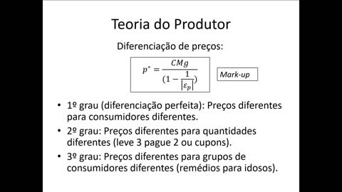 Microeconomia 098 Teoria do Produtor Regra Teórica de Formação de Preços