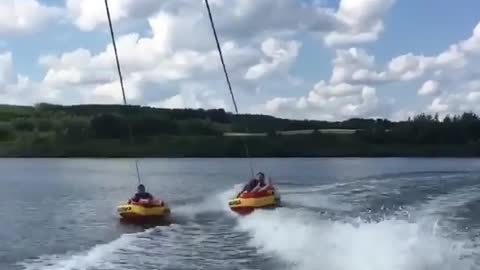 Collab copyright protection - two girls red tubing water flip