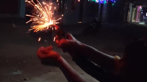 Indian fastival Diwali enjoy with firecracker.