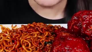 Mukbang spicy noodles & Fried chicken