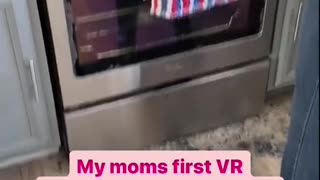 Woman's first experience with VR