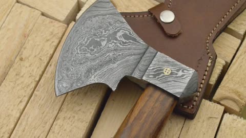 Damascus Best Knives USA(Hand Crafted)CUSTOM MADE DAMASCUS AXE – ROSE WOOD HANDLE