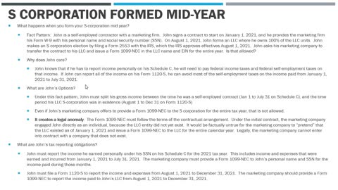 S Corporation Formed Mid-Year...Can I Record All My Income in The S Corporation?