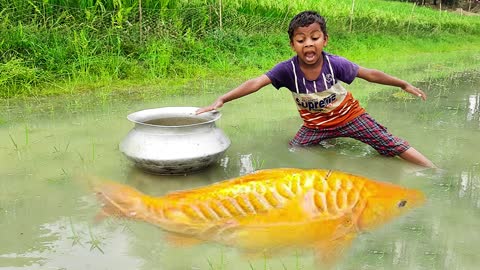 Amazing-Boy-Catching-Fish-By-Hand-Traditional-Litt