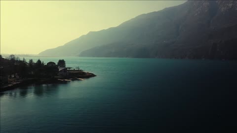 lago di como coastline town aerial view