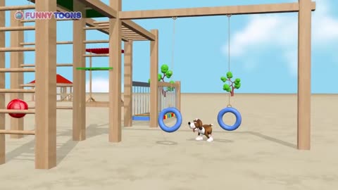 Adventure of cat and dog on the playground
