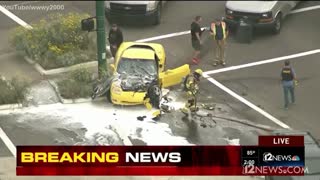 Yellow Corvette Gets Destroyed During Police Pursuit... PIT...K9...Fire
