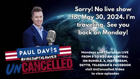 UnCancelled with Paul Davis will be back live Monday, June 3