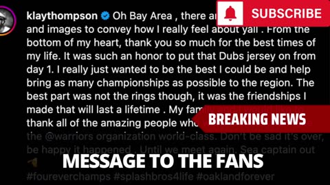 Klay Thompson Sends Message To Warriors Fans