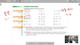 Algebra 1 - Chapter 2, Lesson 2 - Solving Equations by Multiplying or Dividing