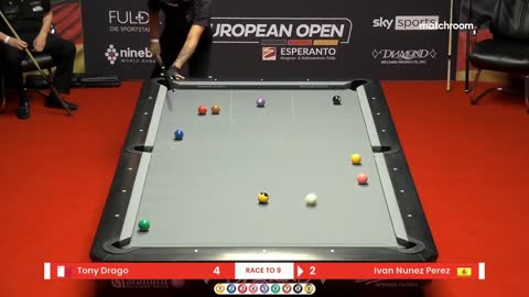 Beautiful Shot Tony Drago Vs Ivan Nunez Perez | European Open Pool Championship