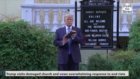 Trump visits damaged church and vows overwhelming response to end riots