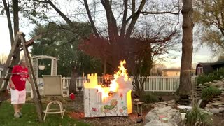 Squirrel Release #21 - Launch over a burning castle