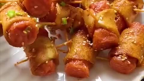Fried ham skewers | Amazing short cooking video | Recipe and food hacks