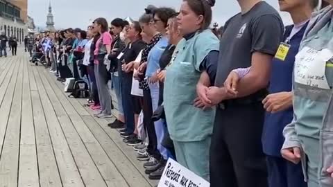 Silent Protest By Frontline Workers Quebec, Canada