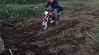 Kid motorcycle dirt bike hill jump fail falls