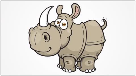 How to Draw Rhino step by step for Kids.