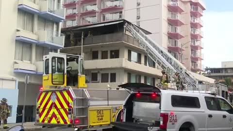 Road closure in Waikiki due to structure fire
