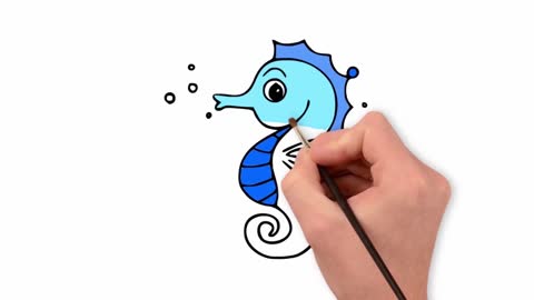 Drawing and Coloring for Kids - How to Draw Sea Horse