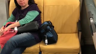 Woman yelling at empty subway car