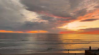 California Ocean Surfer Sunset Timelapse - see the Sailboat?
