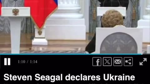 Steven Seagal reads out what Ukraine is notoriously famous for before the war..