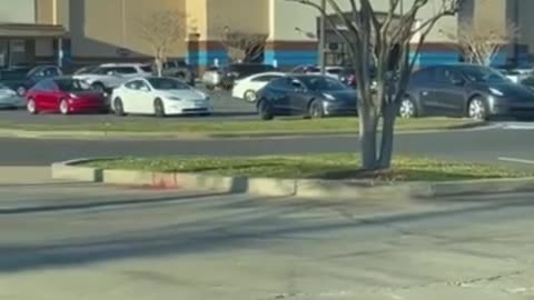 The Blaze: Louisiana woman films long line of Teslas waiting to charge their cars.