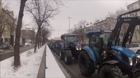 German Farmer Protest - Tractor Convoy in Munich