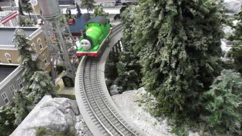 Percy The Green Engine Running In Circles At The Lionel Train Store