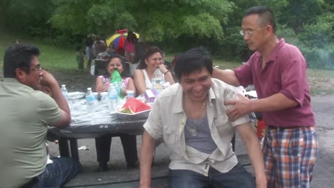 Luodong Briefly Massages Skinny Mexican Man At The Picnic