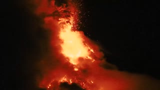 Night Time Volcanic Eruption