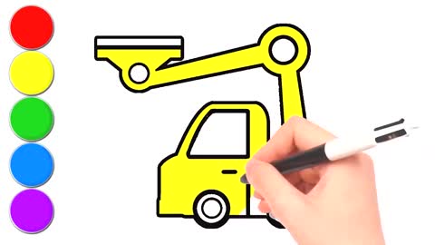 Drawing and Coloring for Kids - How to Draw Crane Truck