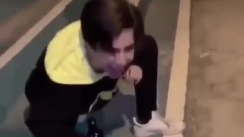 drunk young man vomiting funny