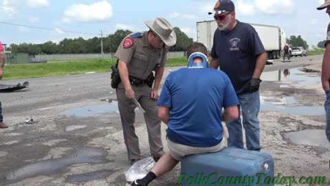 DRIVER ROLLS VEHICLE ON HIGHWAY, DOESN'T KNOW WHAT HAPPEND, GOODRICH TEXAS, 08/03/21...