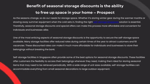Benefit of seasonal storage discounts is the ability to free up space in your home — Prospect