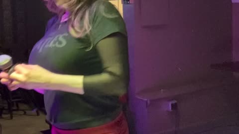 Dr. Dot sings Stevie Wonder at karaoke