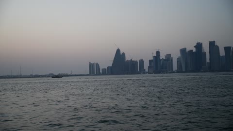 Wonderful sunset and sea waves in Doha Qatar