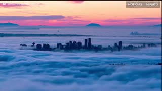 ‘Mar’ de nuvens cobre a cidade de Vancouver