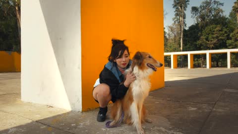 A woman hugging a dog