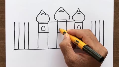 How to Draw Taj Mahal Picture from number 44 _ Very Easy Drawing