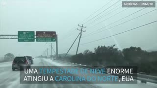 Tempestade de neve assustadora na Carolina do Norte