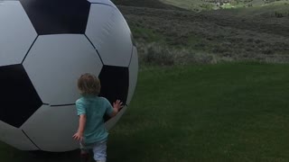 Collab copyright protection - dad giant soccer ball boy wipeout