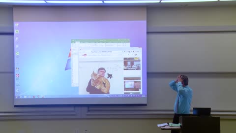 Math Professor fixing projector screen Prank