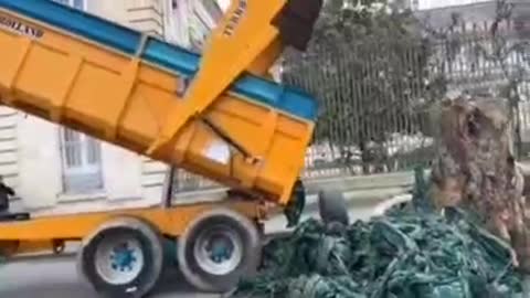 The French Farmers brought garbage to parliament to protest rising prices