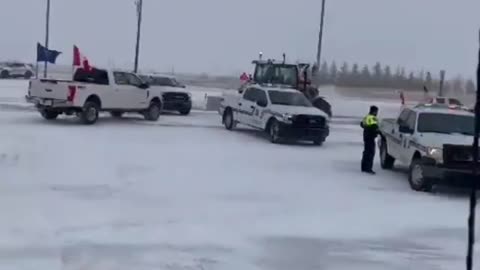 Canadian Farmers Broke Through Police Barricades to Support Truckers