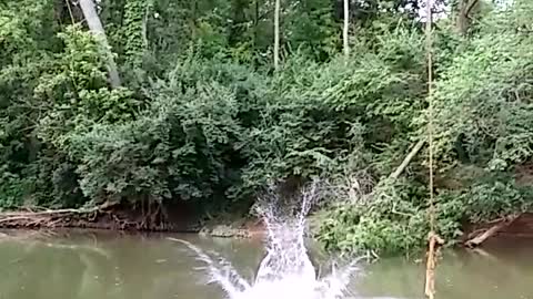 Double Backflip off a Rope Swing