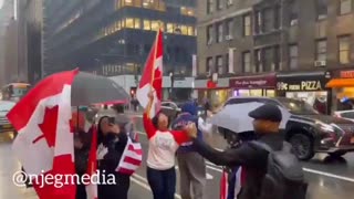 Patriots on the streets outside The Canadian Consulate in Manhattan New York