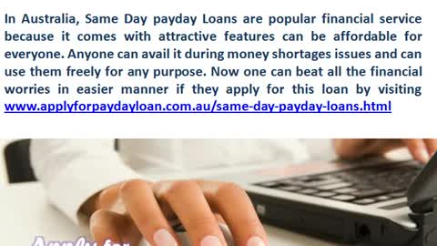 Same Day Payday Loans- Comes With Remarkable Features for Australian Borrowers!